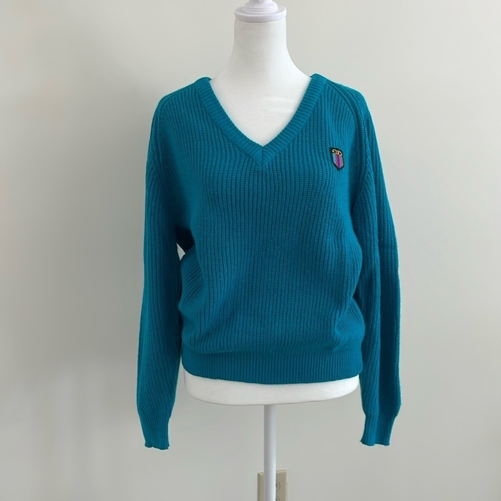 Gitano Teal Colored V Neck Sweater. Vtg Y2K
